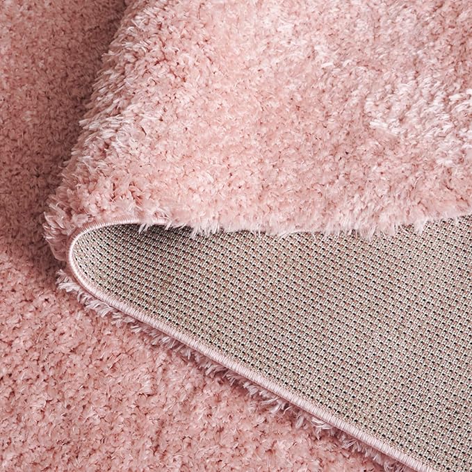 SAFAVIEH Lindsay Shag Collection Square Rug - 6'7" Square, Pink, Contemporary Design, Ideal for High Traffic Areas in Bedroom, Dining Room & Kitchen (LNS560U-7SQ)