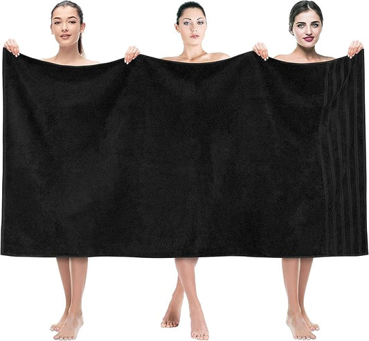American Soft Linen 35x70 Jumbo Large Bath Towel, 600 GSM 100% Cotton Turkish Bath Sheet, Oversized Luxury Bath Towel for Bathroom Beach and Pool, Black