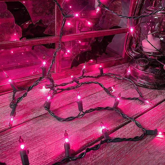 Purple Halloween Lights Outdoor,50 Count Incandescent Bulb Waterproof Fairy Lights,13FT Purple Mini String Lights for Holiday Decorations, Christmas,Halloween,Party, Xmas, Yard,Patio