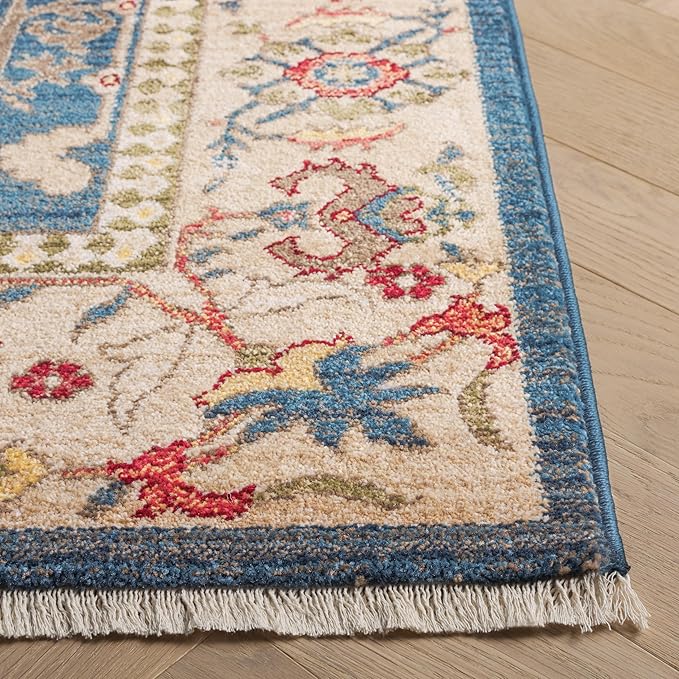SAFAVIEH Kashan Collection Area Rug - 10' x 14', Blue & Tan, Traditional Oriental Design, Non-Shedding & Easy Care, Ideal for High Traffic Areas in Living Room, Bedroom, Dining (KSN303G-10)