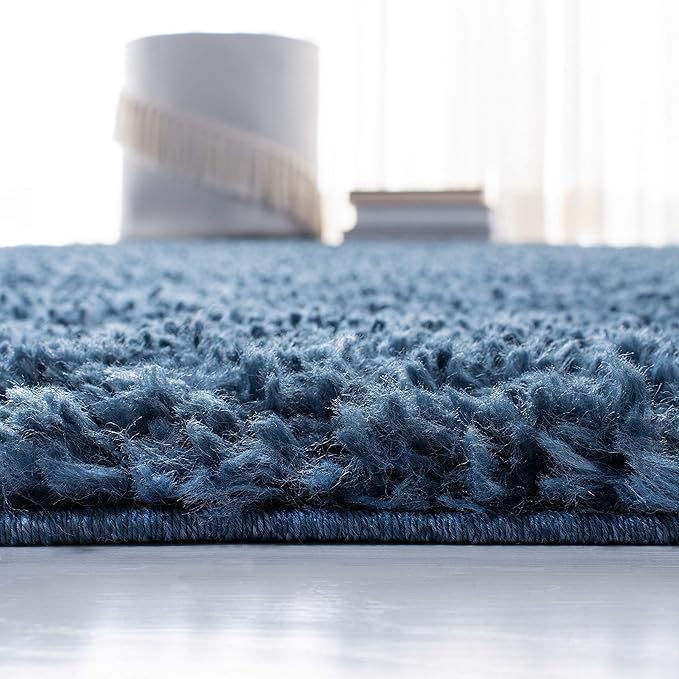 SAFAVIEH August Shag Collection Runner Rug - 2' x 7', Navy, Solid Design, Non-Shedding & Easy Care, 1.5-inch Thick Ideal for High Traffic Areas in Living Room, Bedroom (AUG200M)