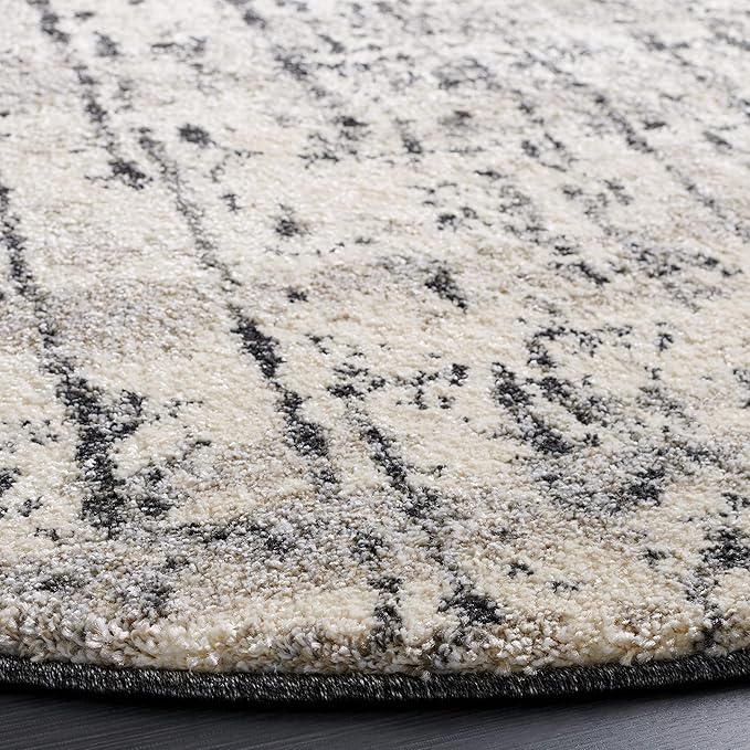 SAFAVIEH Retro Collection 6' Round Black / Light Grey RET2770 Modern Abstract Non-Shedding Dining Room Entryway Foyer Living Room Bedroom Area Rug