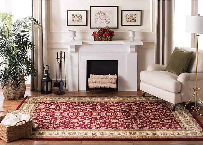 SAFAVIEH Lyndhurst Collection Accent Rug - 3'3" x 5'3", Red & Ivory, Traditional Oriental Design, Non-Shedding & Easy Care, Ideal for High Traffic Areas in Entryway, Living Room, Bedroom (LNH312A)