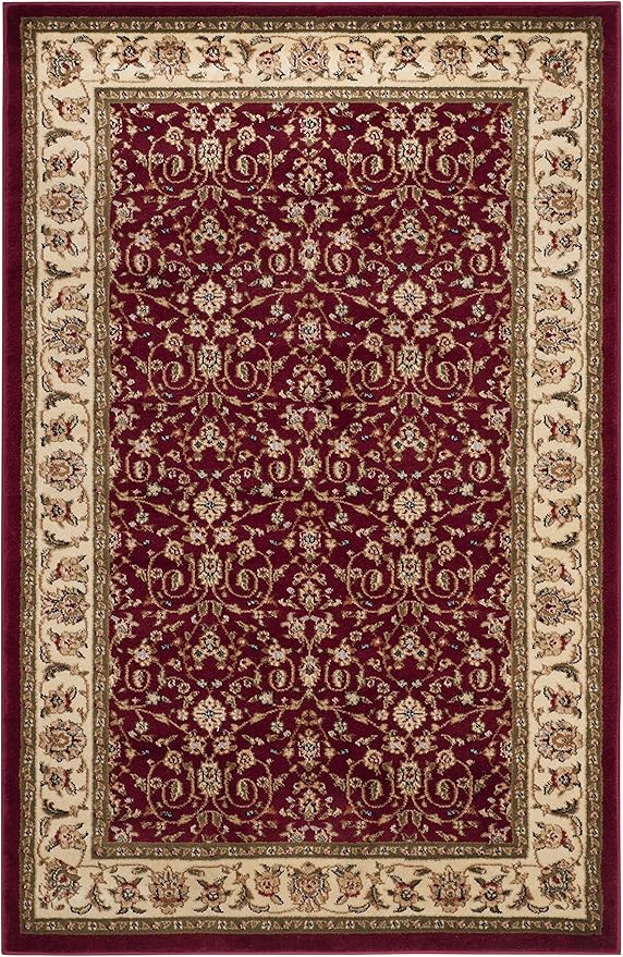 SAFAVIEH Lyndhurst Collection Accent Rug - 4' x 6', Red & Ivory, Traditional Oriental Design, Non-Shedding & Easy Care, Ideal for High Traffic Areas in Entryway, Living Room, Bedroom (LNH312A)