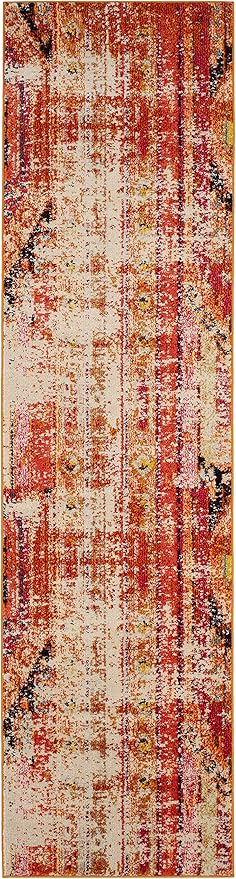 SAFAVIEH Monaco Collection Runner Rug - 2'2" x 6', Orange & Multi, Boho Chic Tribal Distressed Design, Non-Shedding & Easy Care, Ideal for High Traffic Areas in Living Room, Bedroom (MNC222H)