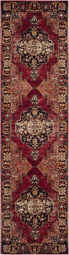 SAFAVIEH Vintage Hamadan Collection Runner Rug - 2'3" x 14', Red & Multi, Oriental Traditional Persian Design, Non-Shedding & Easy Care, Ideal for High Traffic Areas in Living Room, Bedroom (VTH219A)