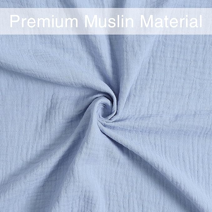 Meracorallo Muslin Swaddle Blanket, 100% Cotton Receiving Blanket Soft and Breathable Swaddle Wrap for Baby Boys and Girls, Placid Blue