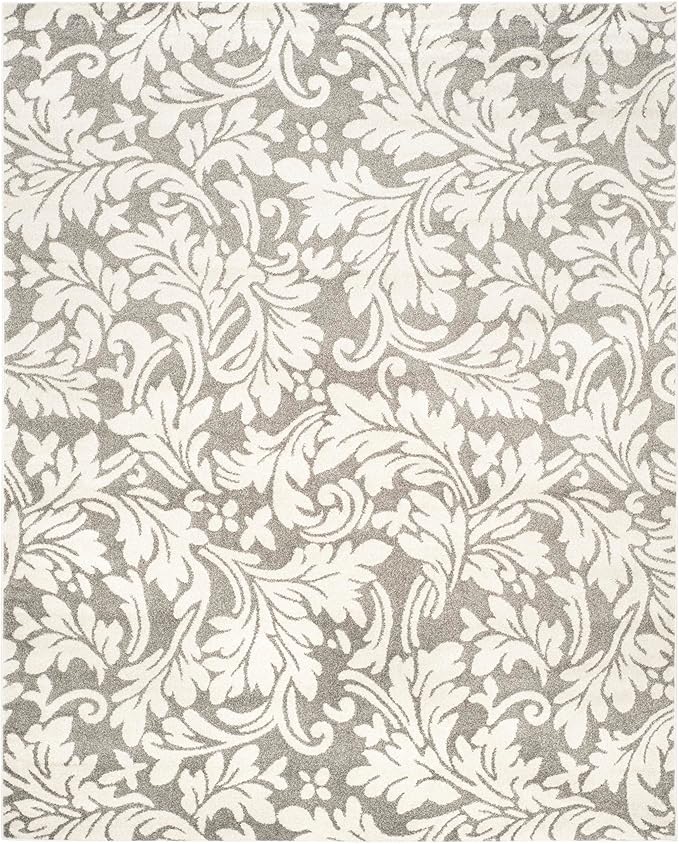 SAFAVIEH Area Rug 8x10 - Amherst Collection - Large - Dark Grey & Beige, Floral Pattern, Non-Shedding & Easy Cleaning, Ideal for Living Room, Bedroom, Office, Dining Space (AMT425R)