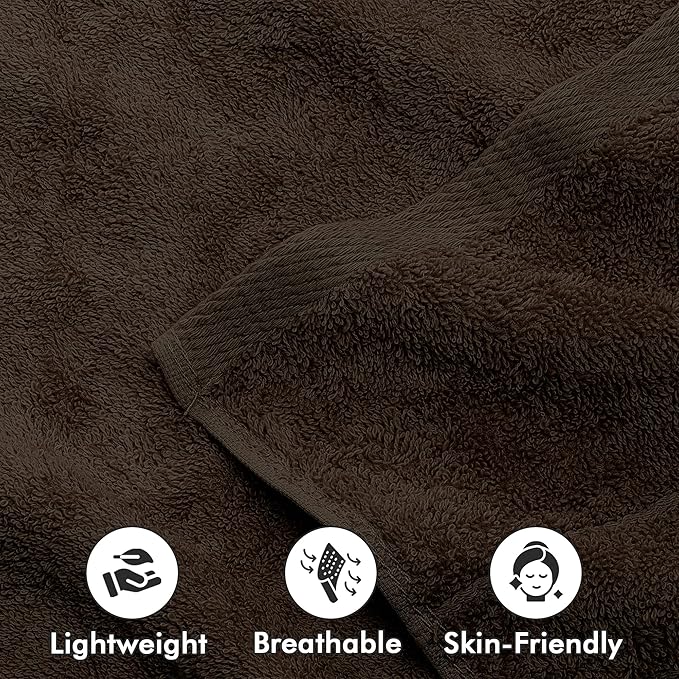 100% Cotton Hand Towels for Bathroom – Soft & Absorbent Towel Set– Pack of 6 Small Towel (34x20in) – Quick Dry Luxury Cotton Hand Towels – Dark Brown