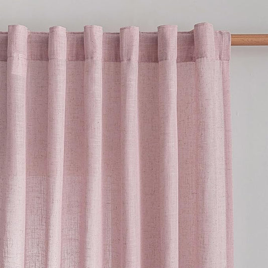 MYSKY HOME Pink Sheer Curtains for Girls Bedroom 84 Inches Long Girl Curtain Kids Nursery Window Drapes Living Room Semi Sheer Light Filtering Soft Home Decor Back Tab, 50" x 84", Light Pink, 2 Panels