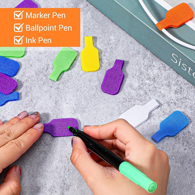 40 Pcs Cable Labels, Writable Cable Tags, Waterproof Cords Labels Multi-Color Electronic Cables Identification Tags for Wire Organization and Identification