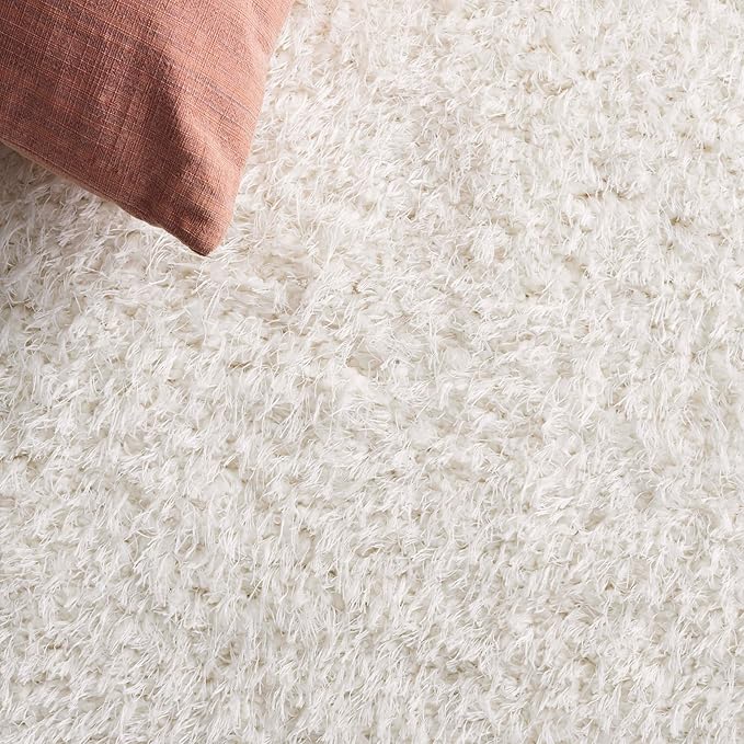 SAFAVIEH Lindsay Shag Collection Area Rug - 9' x 12', Ivory, Modern Design, 2-inch Thick, Ideal for The Living Room, Dining, Bedroom (LNS560A)