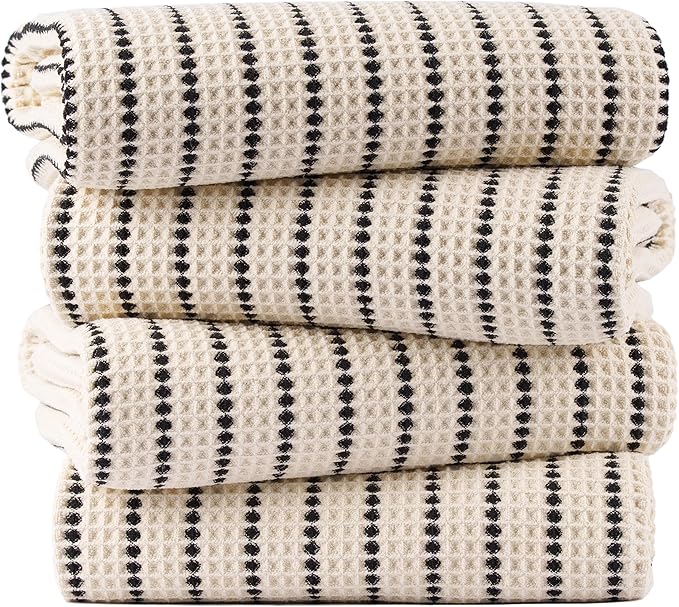 430 GSM Microfiber Oversize Quick Dry Lint Free Bath Towel, 60 x 30 in, 4 Pack (Waffle Weave)