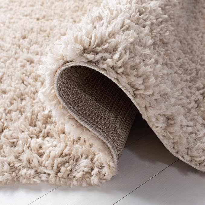 SAFAVIEH August Shag Collection Runner Rug - 2' x 7', Beige, Solid Design, Non-Shedding & Easy Care, 1.5-inch Thick Ideal for High Traffic Areas in Living Room, Bedroom (AUG200D)