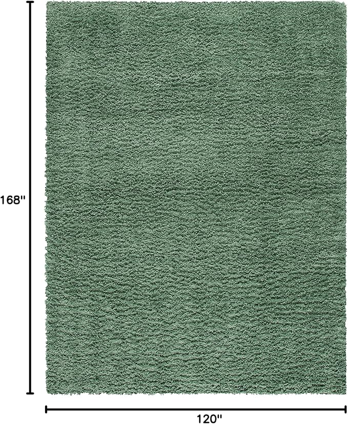 SAFAVIEH August Shag Collection Area Rug - 10' x 14', Green, Solid Design, Non-Shedding & Easy Care, 1.5-inch Thick Ideal for High Traffic Areas in Living Room, Bedroom (AUG200Y)