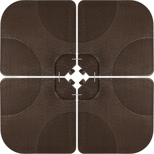 Best Choice Products 4-Piece 155lb Capacity Heavy-Duty Cantilever Offset Patio Umbrella Stand Square Base Plate Set w/Easy-Fill Spouts for Water or Sand - Brown