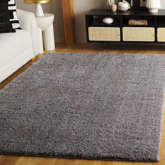 SAFAVIEH Lindsay Shag Collection Area Rug - 4' x 6', Dark Grey, Contemporary Design, Ideal for High Traffic Areas in Living Room, Bedroom & Dining Room (LNS560G-4)