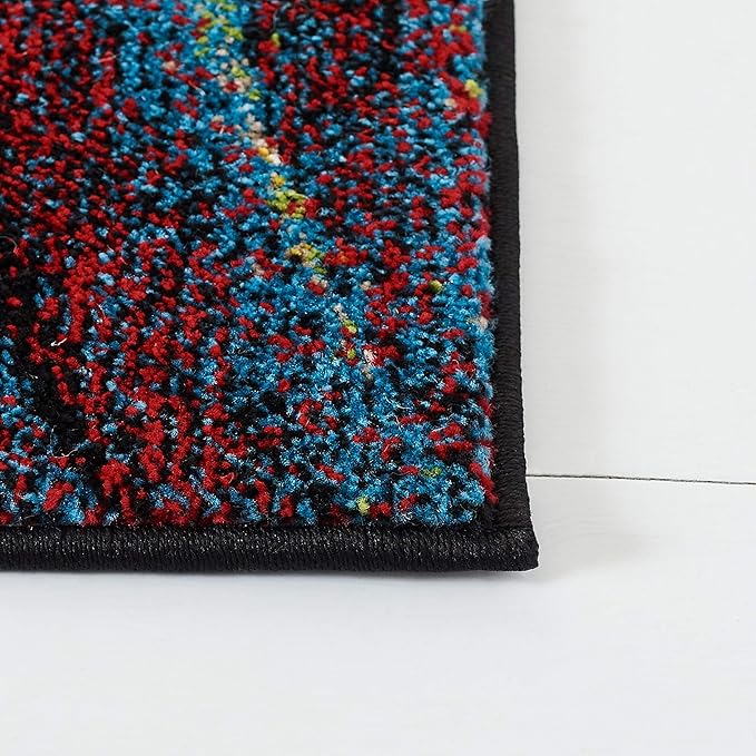 SAFAVIEH Glacier Collection 2'3" x 10' Red/Green GLA126Q Modern Abstract Non-Shedding Living Room Entryway Foyer Hallway Bedroom Runner Rug