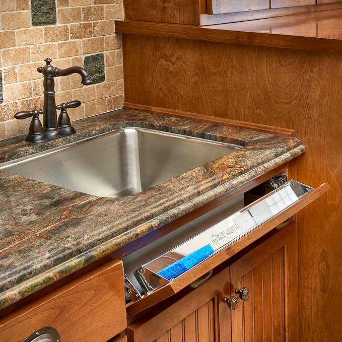 Rev-A-Shelf Tip-Out 25" Kitchen Drawer Accessory Tray Organizer w/Soft-Close Hinges for Kitchens, Laundry Rooms, or Vanity Cabinets, 6581-25SC-52