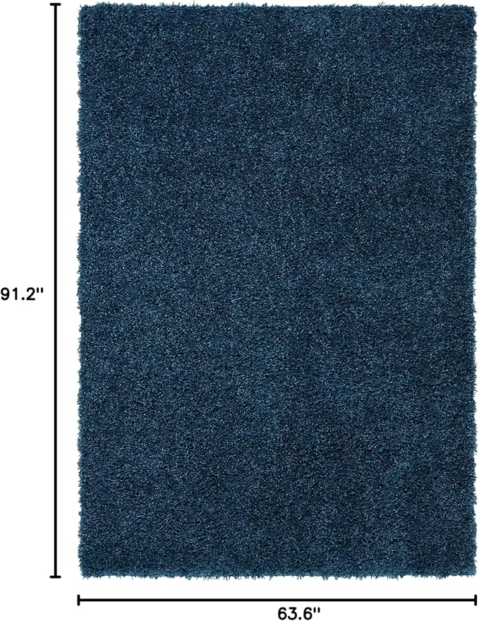 SAFAVIEH August Shag Collection Area Rug - 5'3" x 7'6", Navy, Solid Design, Non-Shedding & Easy Care, 1.5-inch Thick Ideal for High Traffic Areas in Living Room, Bedroom (AUG200M)