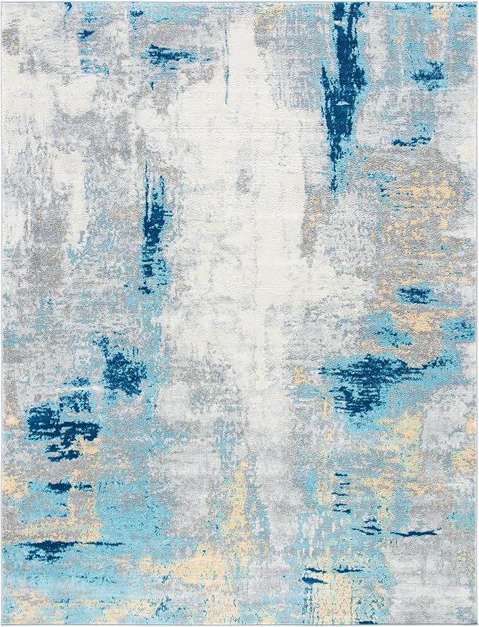 SAFAVIEH Jasper Collection X-Large Area Rug - 12' x 18', Grey & Gold, Modern Abstract Design, Non-Shedding & Easy Care, Ideal for High Traffic Areas in Living Room, Bedroom (JSP101A)