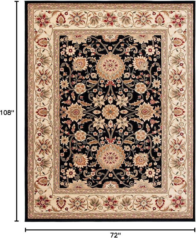 SAFAVIEH Lyndhurst Collection Area Rug - 6' x 9', Black & Ivory, Traditional Oriental Design, Non-Shedding & Easy Care, Ideal for High Traffic Areas in Living Room, Bedroom (LNH212A)