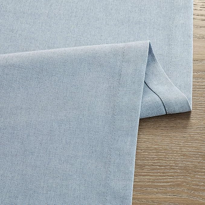 ZeeMart Basic Linen Style Table Runner, 14 x 90 Inch Blue Chambray, Rustic Farmhouse Light Dusty Blue Table Runners 90 Inches Long, Everyday Polyester Table Runner - Machine Washable & Easy Care