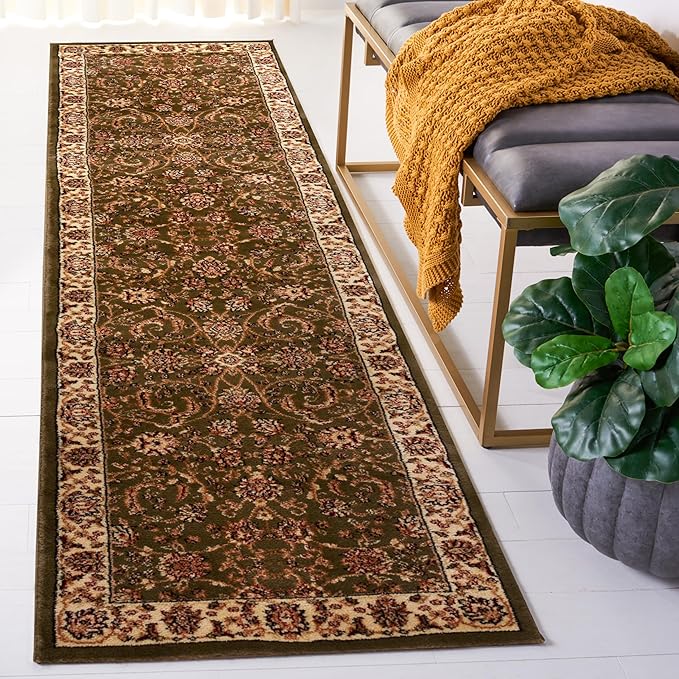 SAFAVIEH Lyndhurst Collection Runner Rug - 2'3" x 20', Sage & Ivory, Traditional Oriental Design, Non-Shedding & Easy Care, Ideal for High Traffic Areas in Living Room, Bedroom (LNH219B)