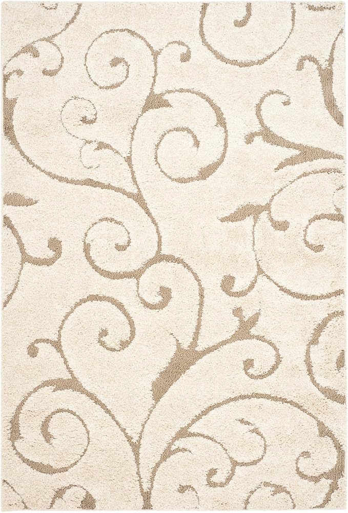 SAFAVIEH Florida Shag Collection Accent Rug - 3'3" x 5'3", Grey, Scroll Design, Non-Shedding & Easy Care, High-Low Plush Pile, Ideal for Living Room, Bedroom, Dining Space (SG455-8013)