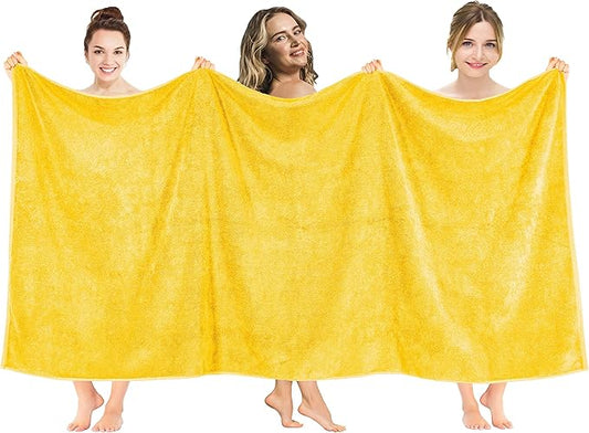 American Soft Linen 100% Cotton 600 GSM Turkish 40x80 Oversized Bath Towel Sheet, Extra Large Adult Towels for Bathroom, Yellow Bath Sheet
