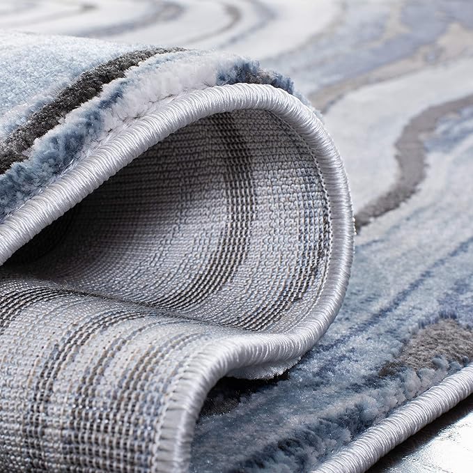 SAFAVIEH Craft Collection Accent Rug - 4' x 6', Blue & Grey, Modern Abstract Design, Non-Shedding & Easy Care, Ideal for High Traffic Areas in Entryway, Living Room, Bedroom (CFT819M)