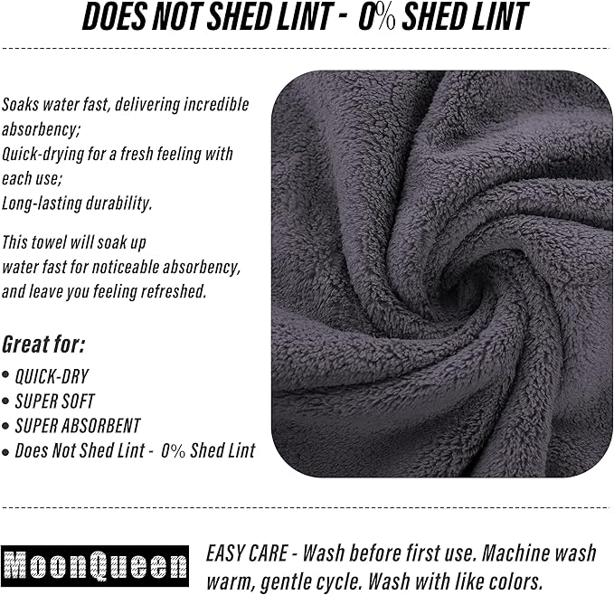 18 Pack Premium Hand Towels - Quick Drying - Microfiber Coral Velvet Highly Absorbent Towels - Multipurpose Use as Hotel, Bathroom, Shower, Spa, Hand Towel 16 x 28 inches (Gray)