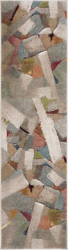 SAFAVIEH Porcello Collection Runner Rug - 2'3" x 16', Grey & Multi, Modern Abstract Design, Non-Shedding & Easy Care, Ideal for High Traffic Areas in Living Room, Bedroom (PRL6937B)