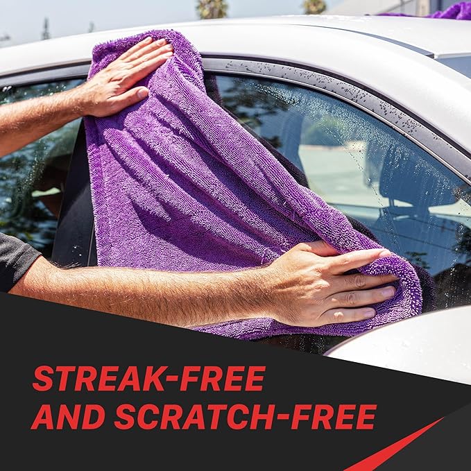 24" x 36" Universal Purple Duo Twisted Microfiber Towel (1200GSM) – Large, Plush, Rinse-Free Double-Sided Drying Towel – Super Absorbent Microfiber for Drying