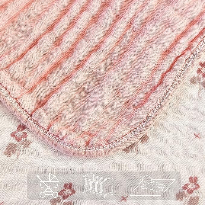 Muslin Blankets 100% Cotton 6-Layer Gauze Floral Pattern Throw Blanket Lightweight Soft and Breathable King Size Blanket for Sofa Couch Bed Coverlet Both Sides (Floral Red, King 90" X 104")