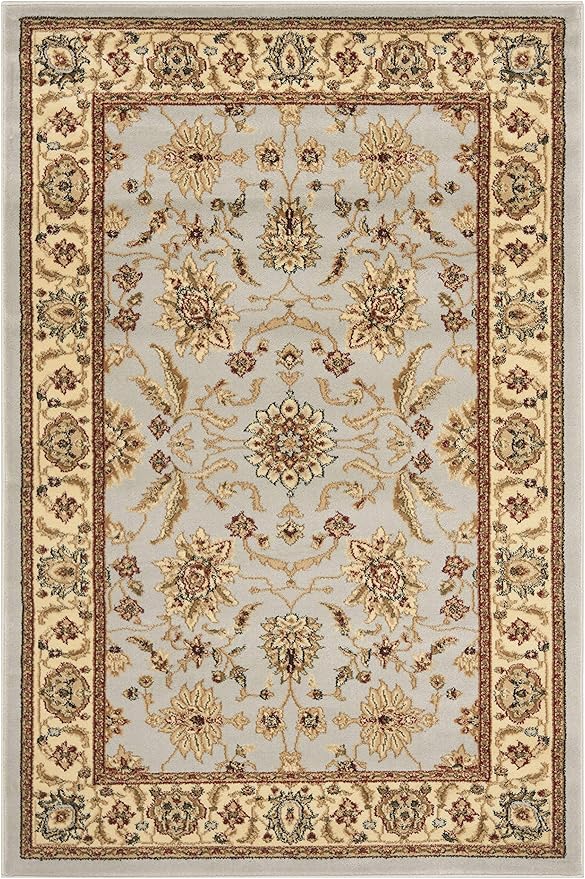 SAFAVIEH Lyndhurst Collection Accent Rug - 4' x 6', Grey & Beige, Traditional Oriental Design, Non-Shedding & Easy Care, Ideal for High Traffic Areas in Entryway, Living Room, Bedroom (LNH216G)