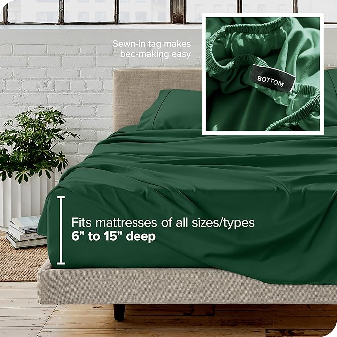 Bare Home Full Sheet Set - Luxury 1800 Ultra-Soft Microfiber Full Bed Sheets - Double Brushed - Deep Pockets - Easy Fit - 4 Piece Set - Bedding Sheets & Pillowcases (Full, Forest Green)