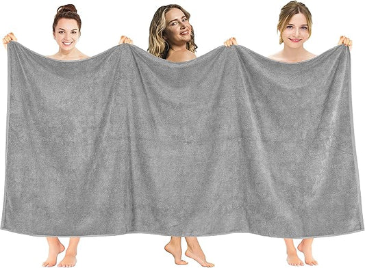 American Soft Linen 100% Cotton 600 GSM Turkish 40x80 Oversized Bath Towel Sheet, Extra Large Adult Towels for Bathroom, Light Grey Bath Sheet