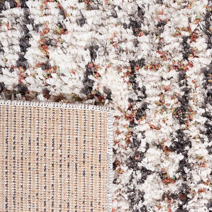 SAFAVIEH Jericho Shag Collection Area Rug - 4' Round, Black & Rust, Non-Shedding & Easy Care, 1.2-inch Thick, Ideal for The Living Room, Dining, Bedroom (JER100Z)