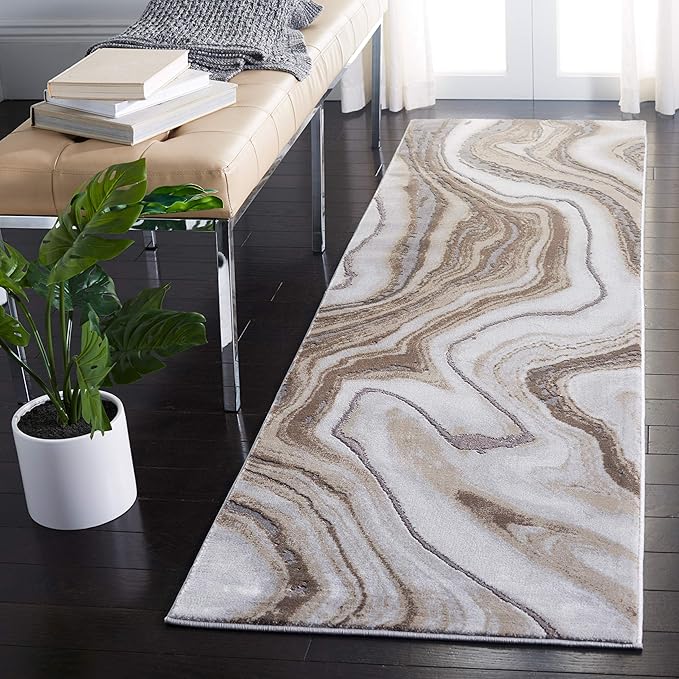 SAFAVIEH Craft Collection Runner Rug - 2'3" x 6', Gold & Grey, Modern Abstract Design, Non-Shedding & Easy Care, Ideal for High Traffic Areas in Living Room, Bedroom (CFT819D)