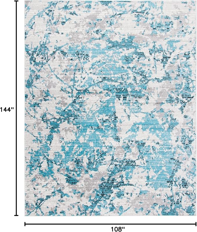 SAFAVIEH Skyler Collection Area Rug - 9' x 12', Blue & Ivory, Modern Abstract Design, Non-Shedding & Easy Care, Ideal for High Traffic Areas in Living Room, Bedroom (SKY186M)