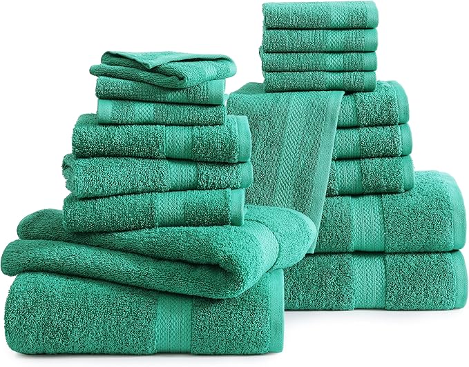 LANE LINEN 100% Cotton Bathroom Towels - 18 Piece Set - Super Soft, Quick Dry & Absorbent - 4 Bath, 8 Washcloths, 6 Hand Towels for Bathroom - Hotel Quality & Suitable for Family