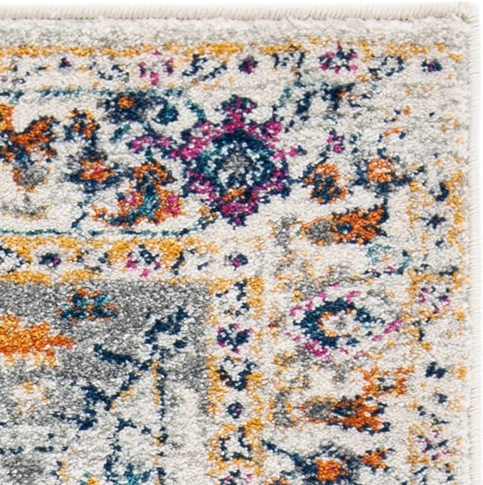 SAFAVIEH Evoke Collection 4' x 6' Ivory/Grey EVK275A Oriental Medallion Distressed Non-Shedding Living Room Bedroom Accent Rug