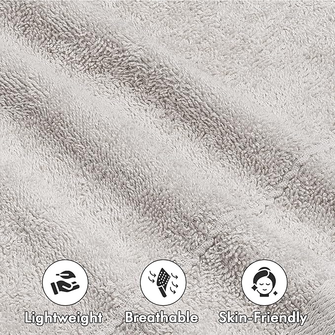 Face Towels Pack of 12 – 100% Cotton Wash Cloths (12x12 inch) – Soft, Quick Dry & Highly Absorbent Hand Towels for Bathroom, Spa, Gym, Kitchen and for Daily Use - (Light Grey)