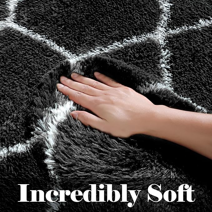 ONASAR 5x7 Area Rugs for Living Room Bedroom, Fluffy Black and White Rug, Geometric Boho Soft Plush Shaggy Floor Carpet Mat for Nursery Kids Girls Boys Teen Dorm Home Decor Aesthetic