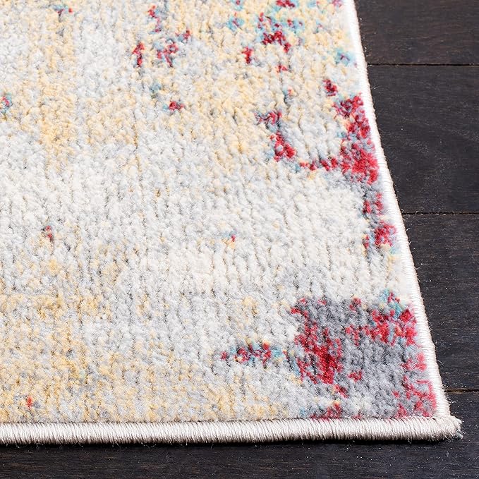 SAFAVIEH Jasper Collection Area Rug - 5'3" x 7'6", Red & Ivory, Modern Abstract Design, Non-Shedding & Easy Care, Ideal for High Traffic Areas in Living Room, Bedroom (JSP101Q)