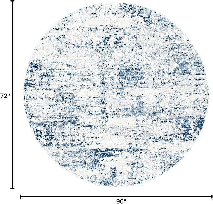 SAFAVIEH Amelia Collection Area Rug - 6' x 8' Oval, Ivory & Navy, Modern Abstract Design, Non-Shedding & Easy Cleaning, Ideal for Living Room, Bedroom, Dining Space (ALA700B)