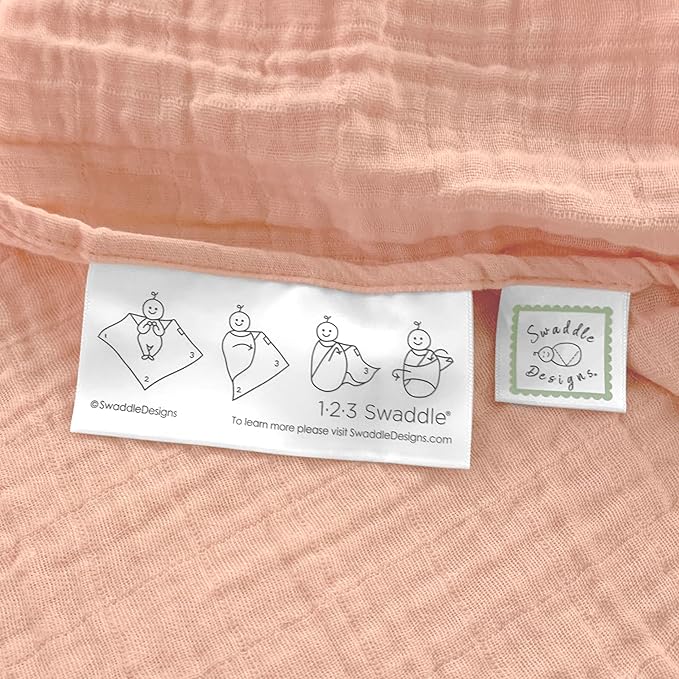 SwaddleDesigns Cotton Muslin Swaddle Blanket, Receiving Blanket for Baby Girls, Best Registry Gift, 46x46 inches, Pink and Gold Shimmer Stripes