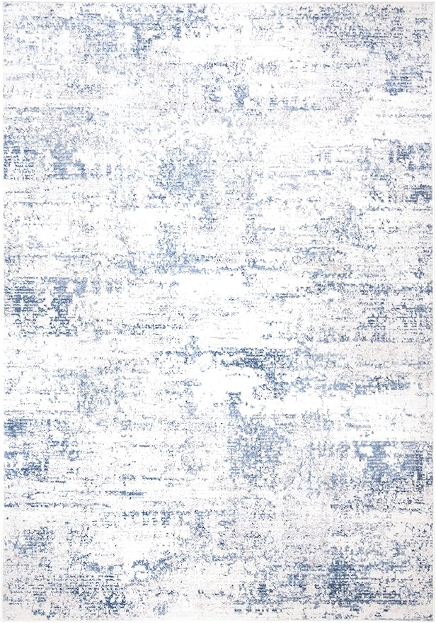 SAFAVIEH Amelia Collection Accent Rug - 4' x 6', Ivory & Blue, Modern Abstract Design, Non-Shedding & Easy Care, Ideal for High Traffic Areas in Entryway, Living Room, Bedroom (ALA700A)