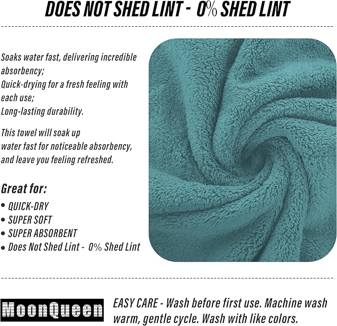6 Pack Premium Hand Towels - Quick Drying - Microfiber Coral Velvet Highly Absorbent Towels - Multipurpose Use as Hotel, Bathroom, Shower, Spa, Hand Towel 16 x 28 inches (Teal)